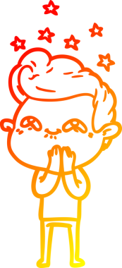 Bir insan tarafından çizilmiş, heyecanlı bir çizgi film çizimi.