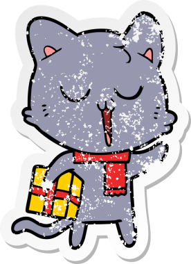 Bir insan tarafından çizilmiş bir çizgi film kedisinin sıkıntılı çıkartması.