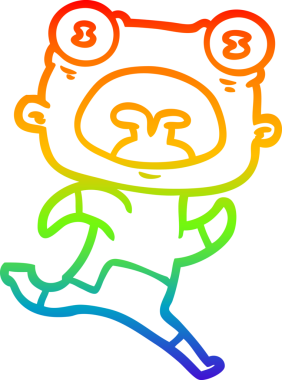 Gökkuşağı gradyan çizgi çizimi Bir insan tarafından çizilen garip uzaylı