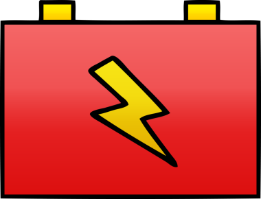 Bir insan tarafından çizilmiş bir araba aküsünün gölgelenmiş karikatürü