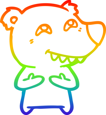 Bir insan tarafından çizilmiş dişleri gösteren karikatür kutup ayısının çizimi.