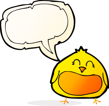 Bir insan tarafından çizilmiş konuşma balonlu şişman kuş.