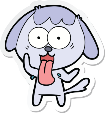 Bir insan tarafından çizilmiş şirin bir köpeğin çıkartması.