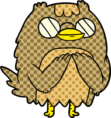 Sevimli çizgi film bilge yaşlı baykuş Bir insan tarafından çizilmiş