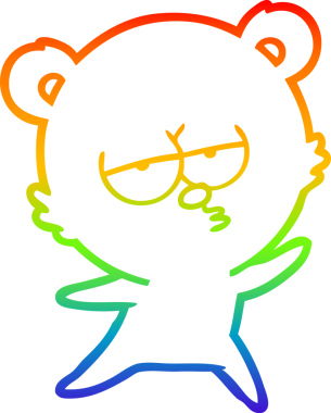 Bir insan tarafından çizilmiş sıkılmış bir ayı çizgi filminin çizimi.