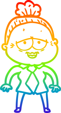 Gökkuşağı gradyan çizgi çizimi Bir insan tarafından çizilmiş mutlu yaşlı kadın