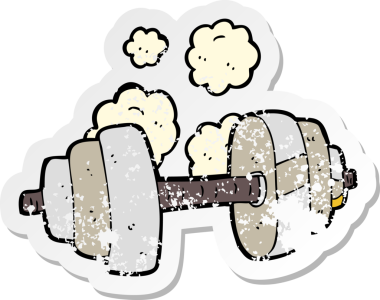 Bir insan tarafından çizilmiş bir dambılın gerilmiş çıkartması.