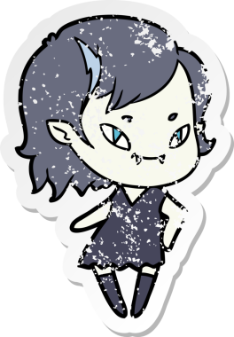 Bir insan tarafından çizilmiş havalı bir vampir kızın sıkıntılı çıkartması.