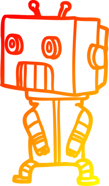 Bir insan tarafından çizilen çizgi film robotunun sıcak çizgi çizimi