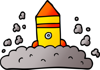 Bir insan tarafından çizilmiş karalama roketi fırlatma