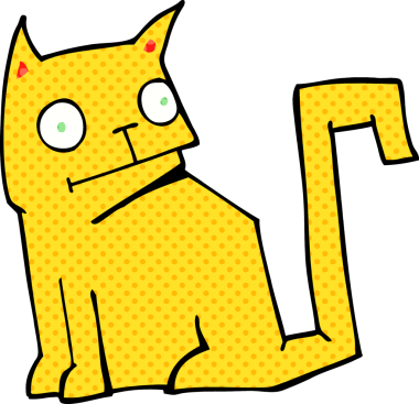 Bir insan tarafından çizilmiş çizgi film kedisi.