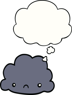 Bir insan tarafından çizilmiş düşünce baloncuklu çizgi film bulutu