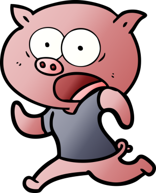 Çizgi film domuzu bir insan tarafından çekiliyor.