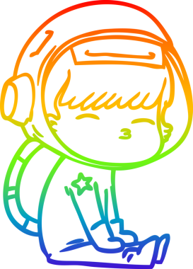 gökkuşağı gradyan çizimi bir insan tarafından çizilmiş meraklı astronot çizgi