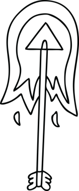 Bir insan tarafından çizilmiş garip çizgi film yakma oku