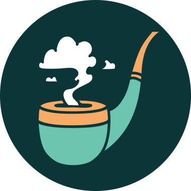 Bir insan tarafından çizilmiş sigara içen piposunun sembolik dövmesi.