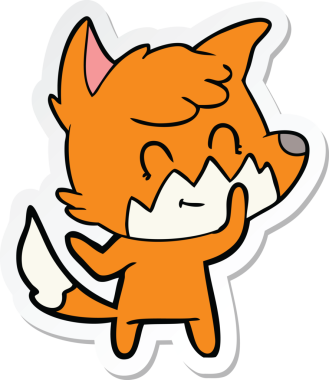 Bir insan tarafından çizilmiş mutlu tilki çizgi filmi çıkartması.