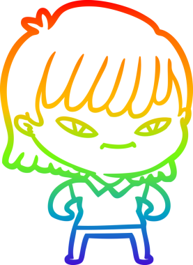 gökkuşağı gradyan çizimi bir insan tarafından çizilmiş bir karikatür kadın