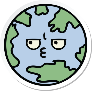 Bir insan tarafından çizilmiş şirin bir çizgi film gezegeninin çıkartması.