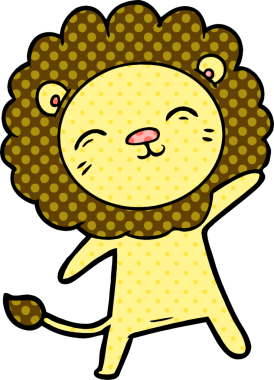 Bir insan tarafından çizilmiş çizgi film aslanı.