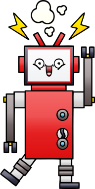 Bir insan tarafından çizilmiş bir robotun gölgelenmiş çizimi