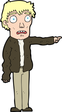 Bir insan tarafından çizilmiş korkmuş bir çizgi film.