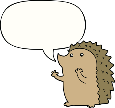 Bir insan tarafından çizilmiş konuşma balonlu kirpi.