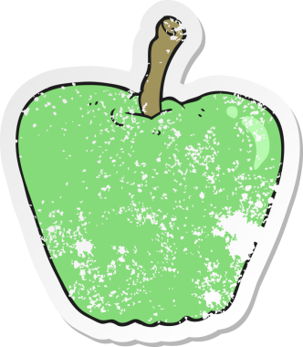 Bir insan tarafından çizilmiş elma karikatürünün gerilimli yapıştırması.