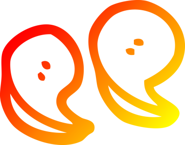 Bir insan tarafından çizilmiş bir çizgi film tırnak işaretinin sıcak gradyan çizimi