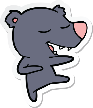 Bir insan tarafından çizilmiş çizgi film ayısının çıkartması.