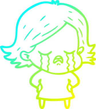 Bir insan tarafından çizilmiş ağlayan bir çizgi film kızı çizimi.