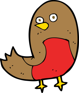 Bir insan tarafından çizilmiş robin çizgi filmi.