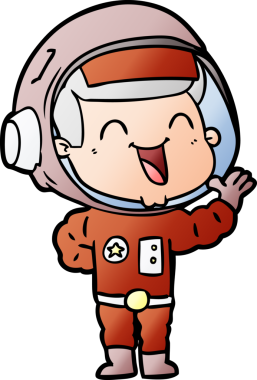 Bir insan tarafından çizilmiş mutlu astronot çizgi filmi.