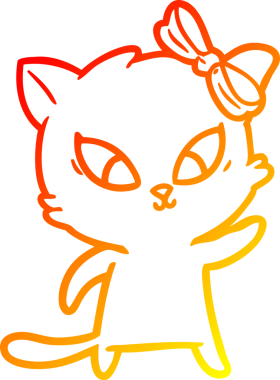 Bir insan tarafından çizilmiş çizgi film kedisinin sıcak çizgi çizimi