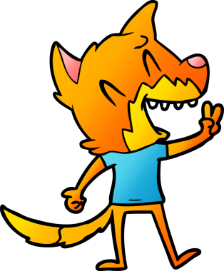 Bir insan tarafından çizilmiş gülen tilki çizgi filmi.