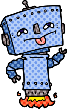 Bir insan tarafından çizilmiş çizgi film robotu