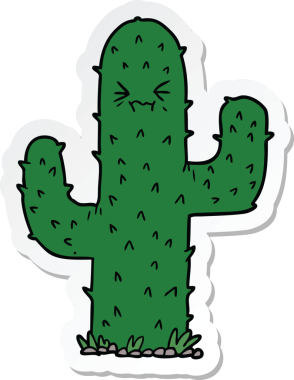 Bir insan tarafından çizilmiş bir kaktüsün çıkartması.