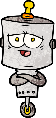 Bir insan tarafından çizilmiş çizgi film robotu