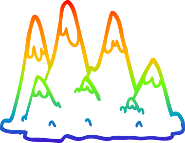 gökkuşağı gradyanı bir insan tarafından çizilmiş bir çizgi dağ çizimi