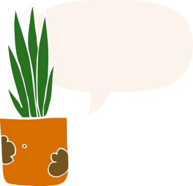 bir insan tarafından çizilmiş retro tarzı konuşma baloncuklu karikatür bitkisi