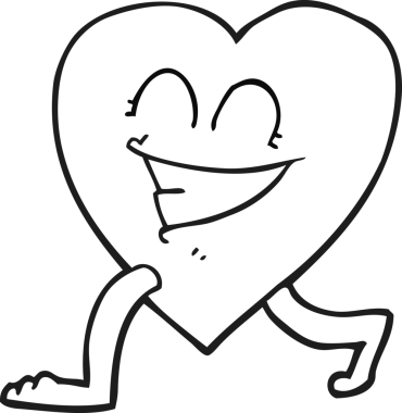 Bir insan tarafından çizilmiş siyah beyaz bir kalp çizimi.