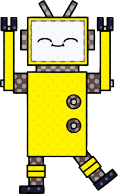 bir insan tarafından çizilmiş bir robotun çizgi roman tarzı