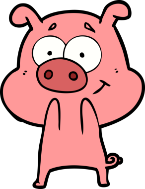 Bir insan tarafından çizilmiş mutlu çizgi film domuzu.