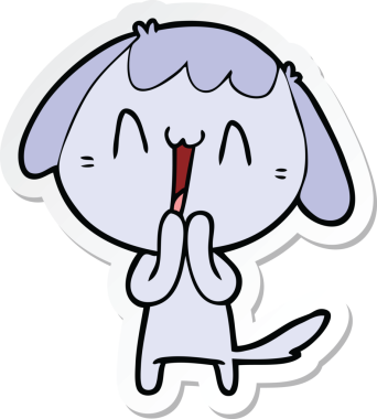 Bir insan tarafından çizilmiş şirin bir köpeğin çıkartması.