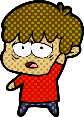 Bir insan tarafından çizilmiş bitkin çocuk çizgi filmi.