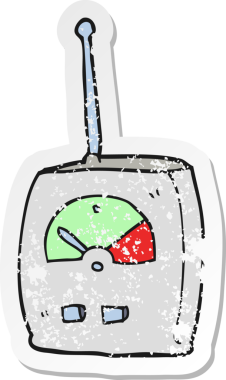 Bir insan tarafından çizilmiş bir karikatür bilim aletinin gerilimli etiketi.