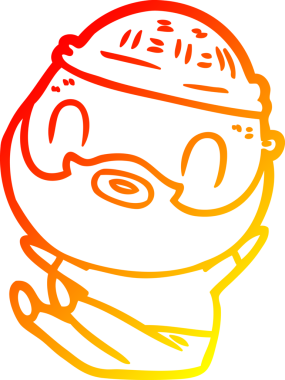 Bir insan tarafından çizilmiş sakallı bir adamın sıcak çizgi çizimi.