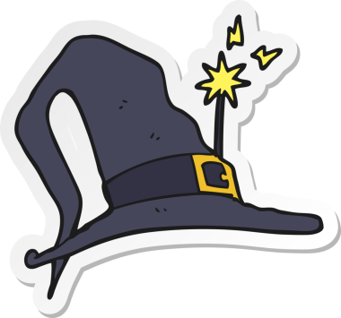 Bir insan tarafından çizilmiş bir cadı şapkasının çıkartması.