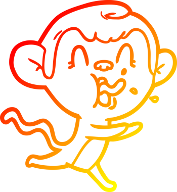 İnsan tarafından çizilmiş çılgın bir çizgi maymunun sıcak çizgi çizimi