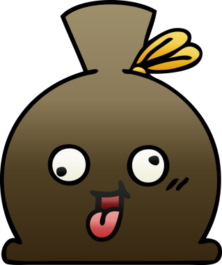 Bir insan tarafından çizilmiş bir çuvalın gölgeli çizgi filmi.